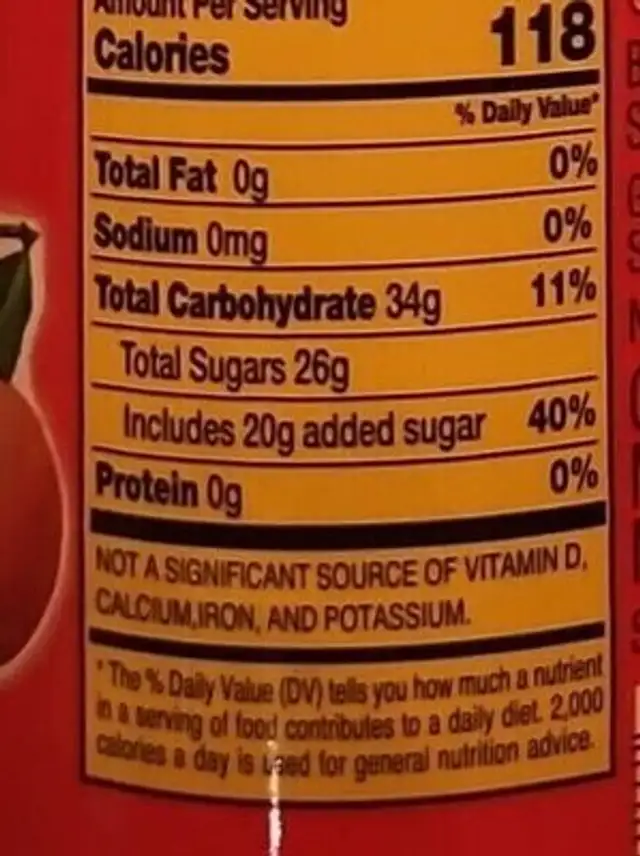 Aranciata di Sicilia nutrition facts table