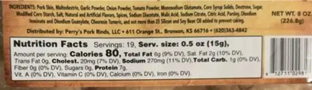 Perrys pork rinds nutrition facts table