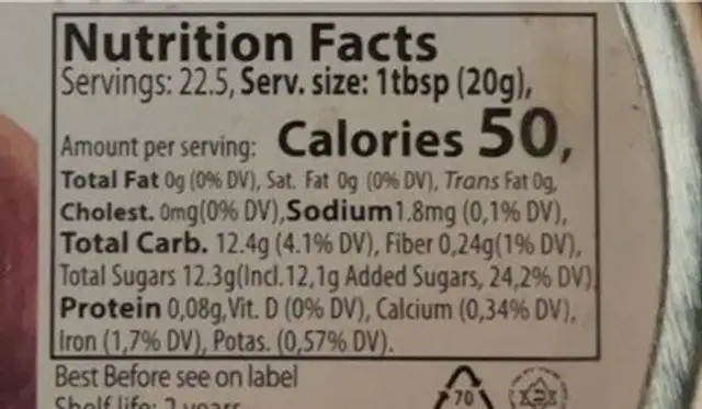 Noyan nutrition facts table