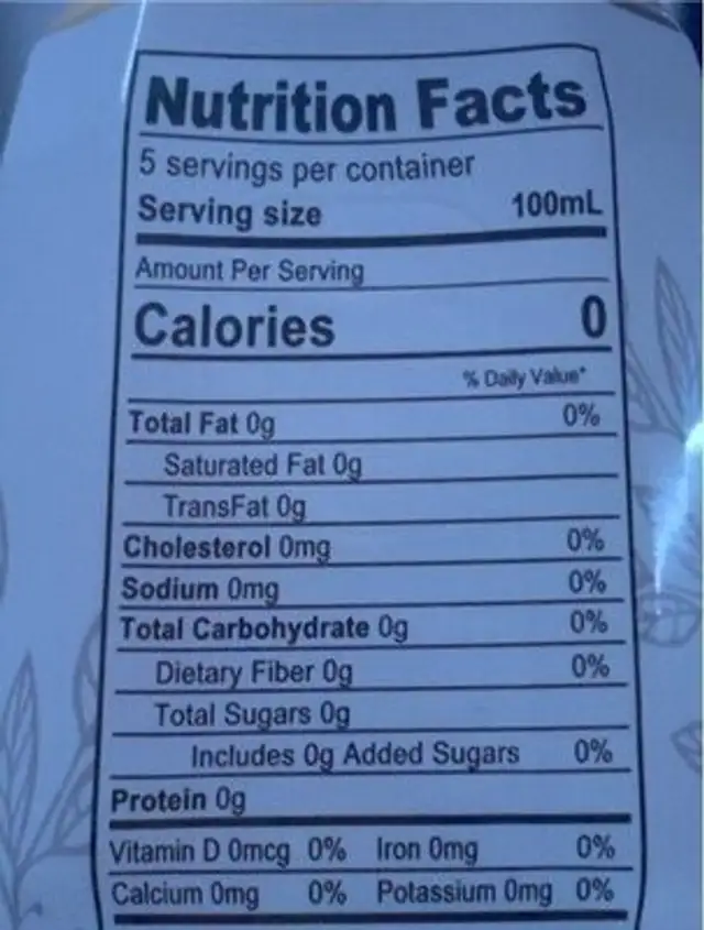 Oriental Raisin nutrition facts table