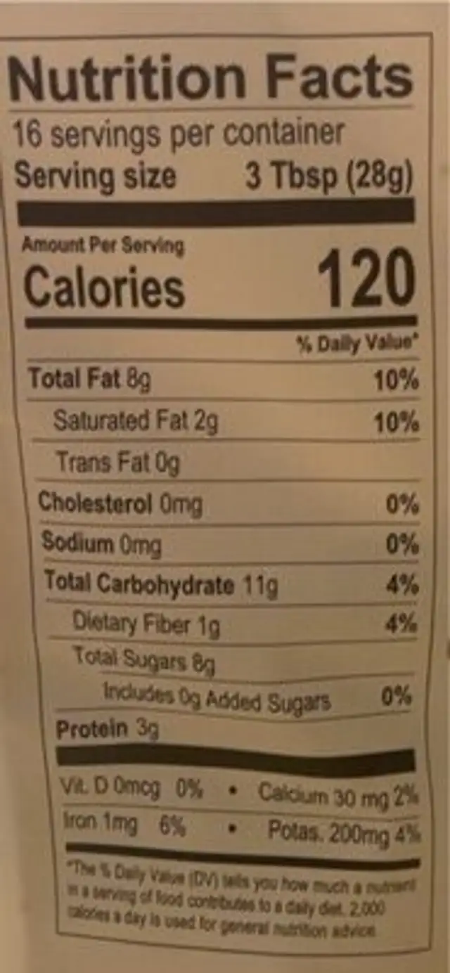 Organic Antiox Crunch Superfood Trail Mix nutrition facts table