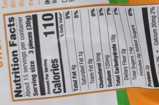 Mango snack bites nutrition facts table