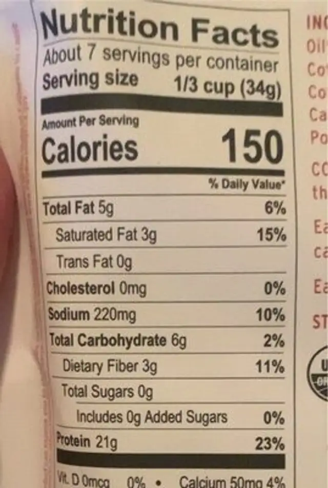 Organic cold brew protein smoothie nutrition facts table