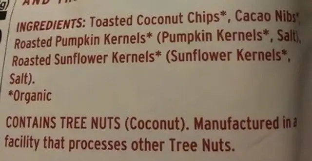 Keto Crunch ingredients label