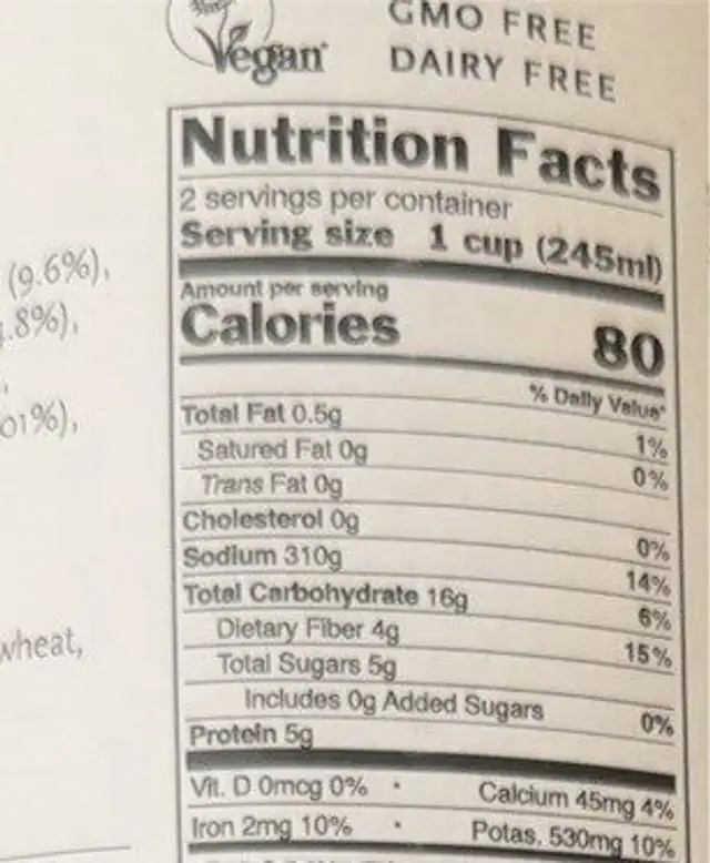 Indian Soup nutrition facts table