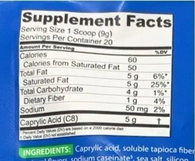 Keto elevate nutrition facts table