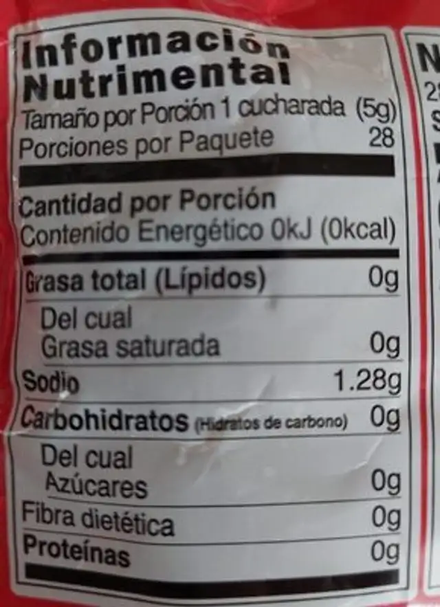 Limón 7 fuego chipotle nutrition facts table