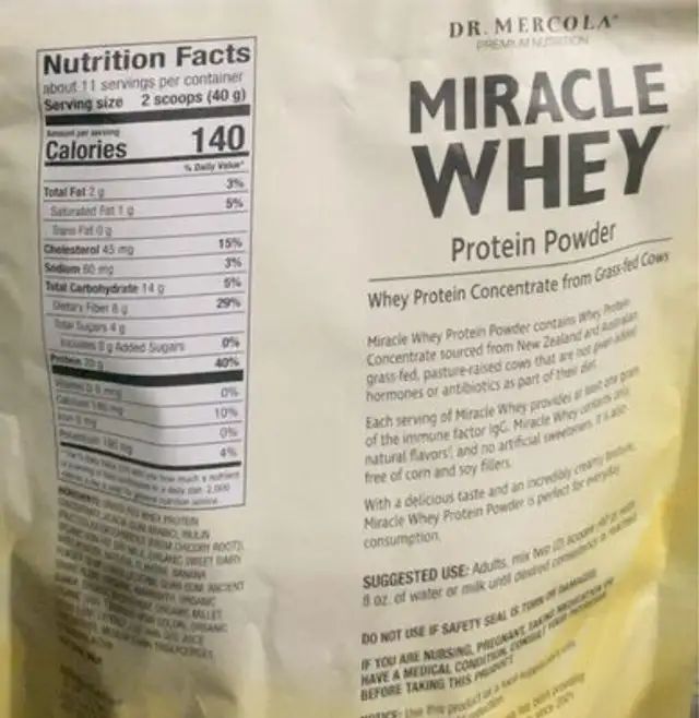 Miracle whey nutrition facts table