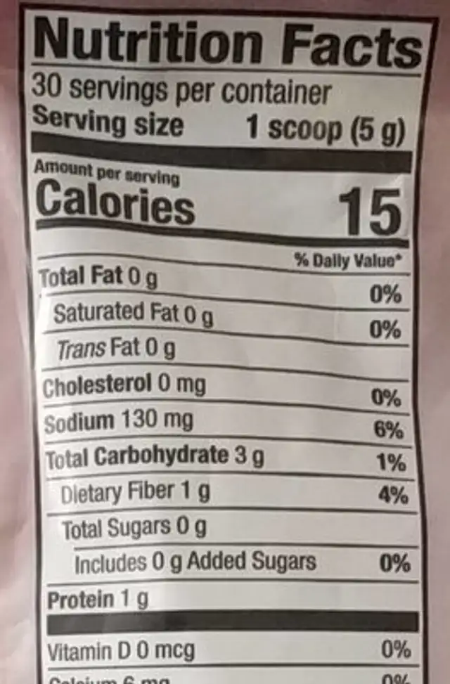 organic fermented beet powder nutrition facts table