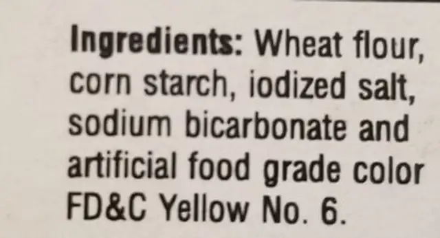 Wheat pinwheels ingredients label