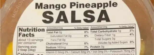 Mango pineapple salsa nutrition facts table