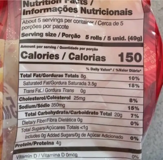 Forno de minas gluten free all natural frozen nutrition facts table