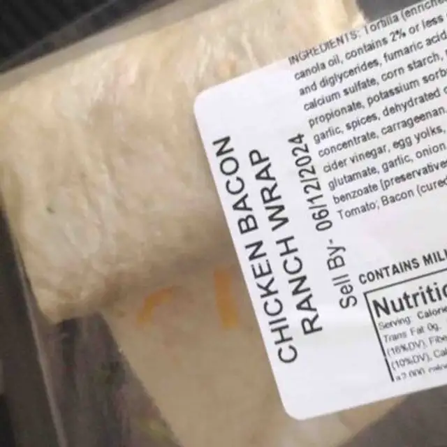 Chicken bacon ranch wrap nutrition facts table