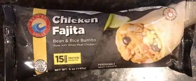 Chicken fajita bean and rice burrito