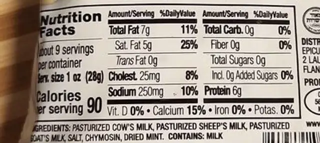 Halloumi semi soft cheese nutrition facts table