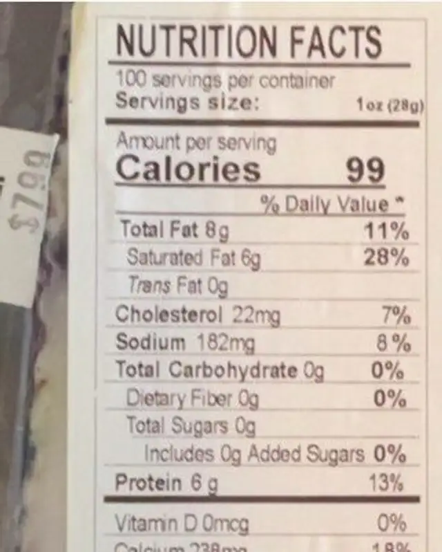 Flowers Sheeps Milk Cheese nutrition facts table