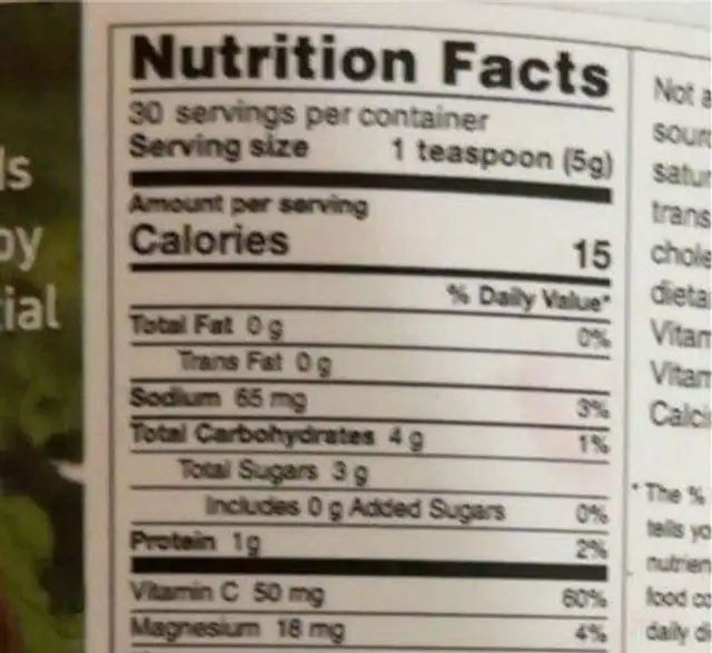 Humann superbeets concentrated beet crystals nutrition facts table
