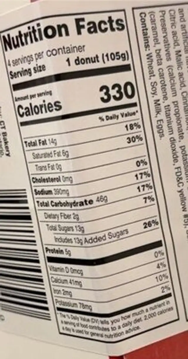 Apple Paczki Donuts nutrition facts table