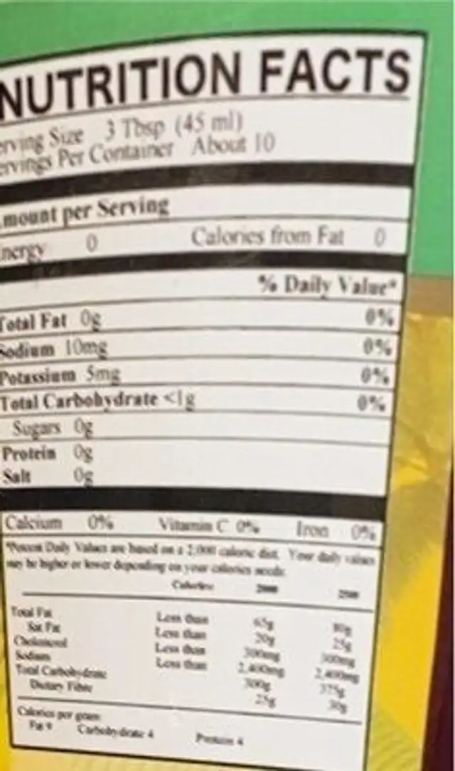 Home choice nutrition facts table