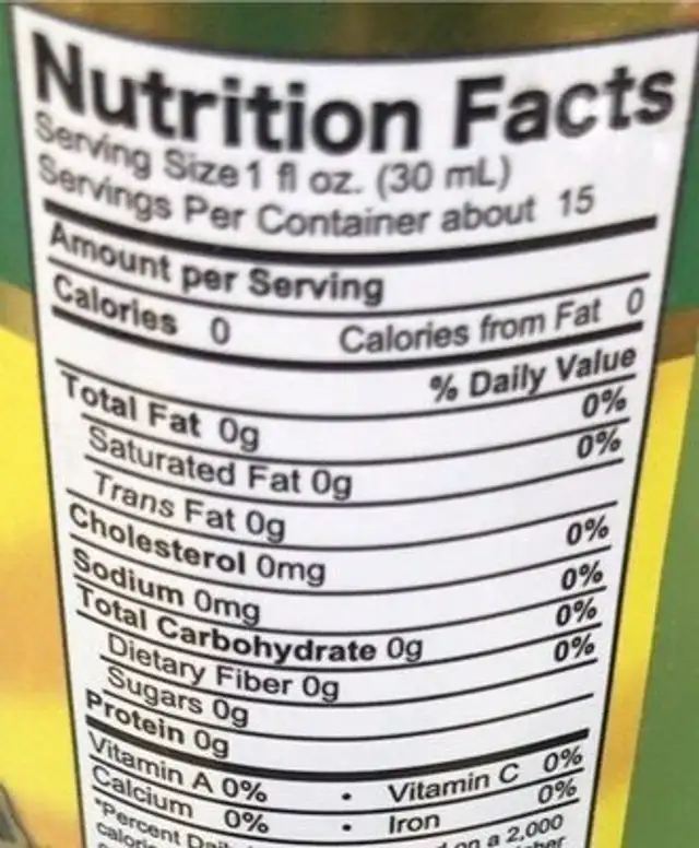 Jamaican Lime Ginger Mix nutrition facts table