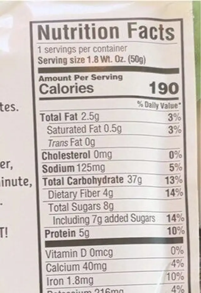 Triple Berry Custom Milled Oats nutrition facts table