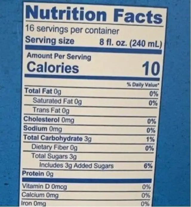 Best Darn Tea nutrition facts table