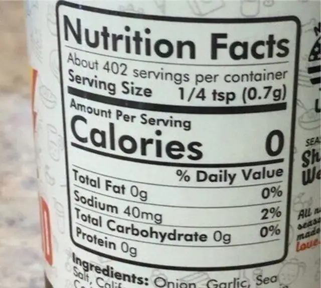 Everything seasoning nutrition facts table