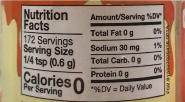 Nacho cheese bestselling nutrition facts table