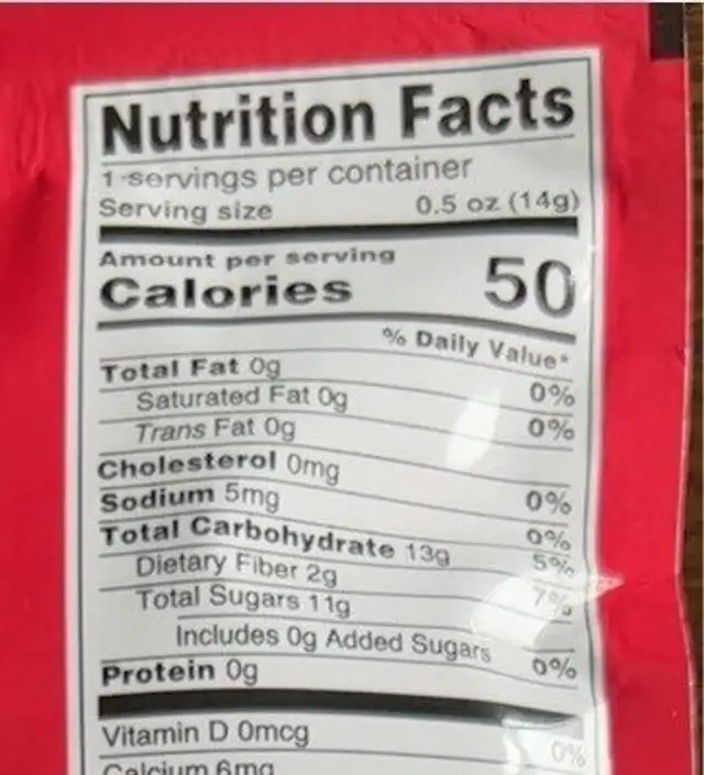 Crunch Dried Fuji Apple Light & Crunchy Bites nutrition facts table