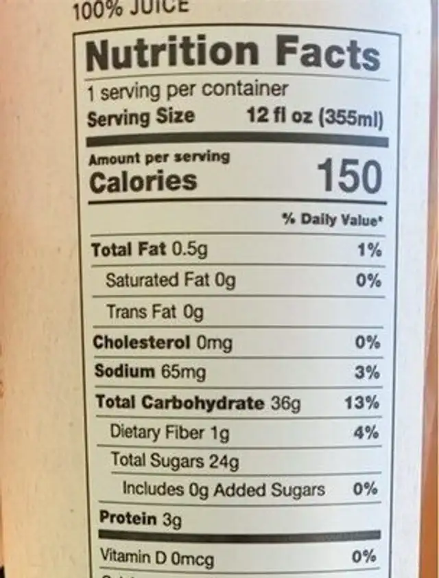 Cold Crusher nutrition facts table