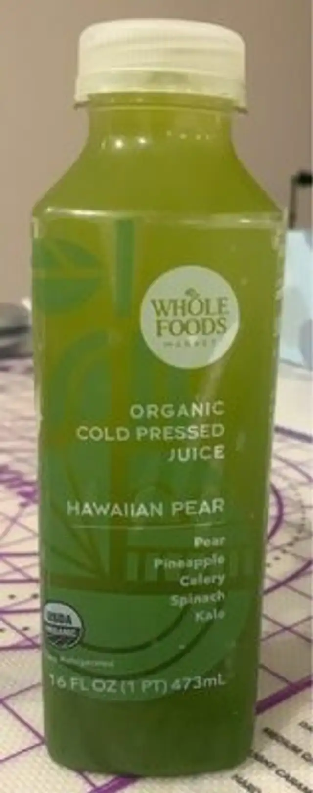 Organic cold pressed juice