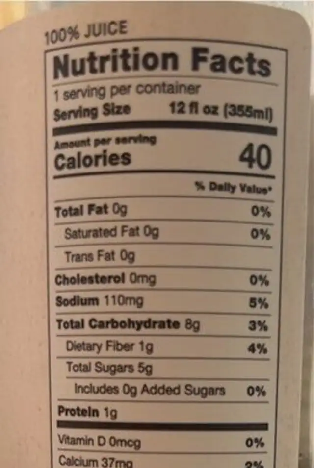 Slender greens nutrition facts table
