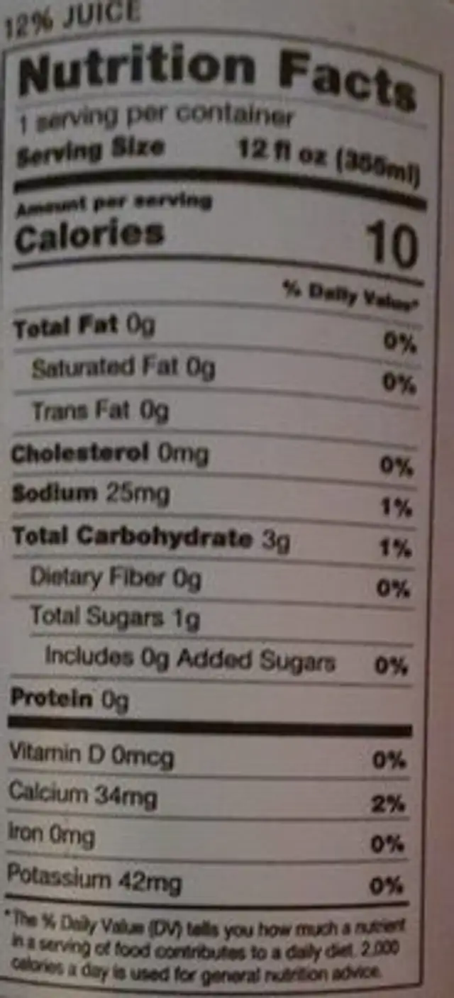 Chlorophyll Refresh nutrition facts table