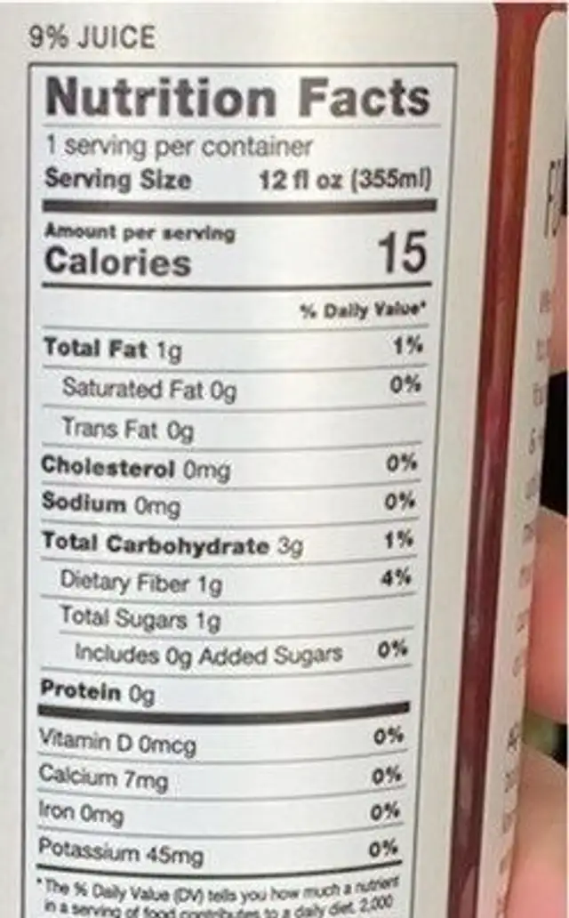Organic acai cayenne low glycemic lemonade nutrition facts table