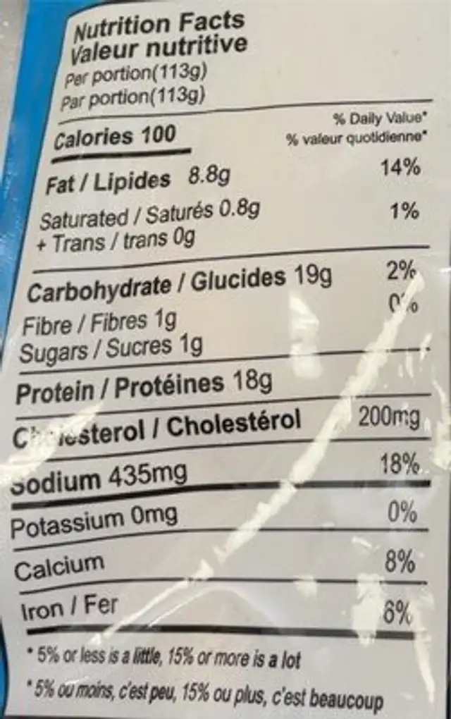 Breaded squid rings nutrition facts table