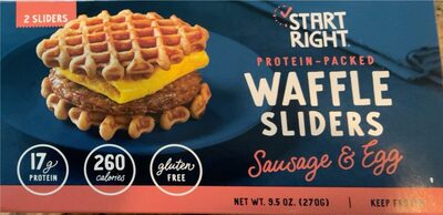Start right sausage & egg waffle sliders
