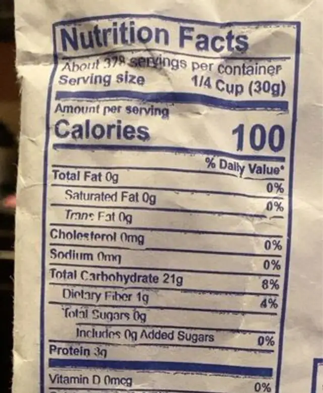 H&r all purpose flour nutrition facts table
