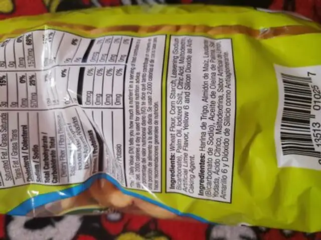 Aritos ingredients label
