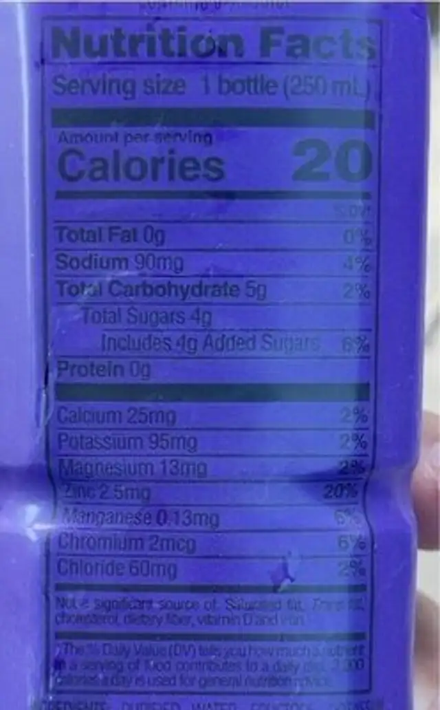 Electro KING nutrition facts table