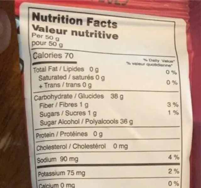 Pre-wourkout gummies nutrition facts table