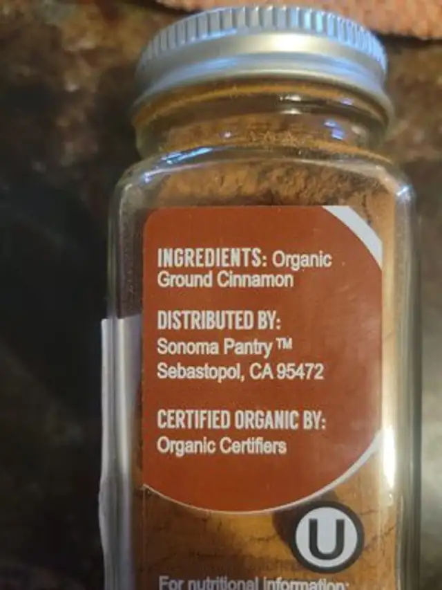Ground cinnamon ingredients label