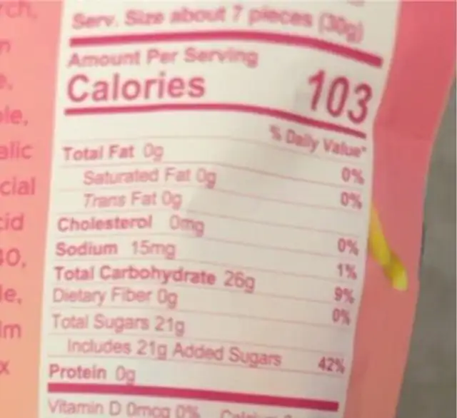 Because Vegan Life is Sweet nutrition facts table