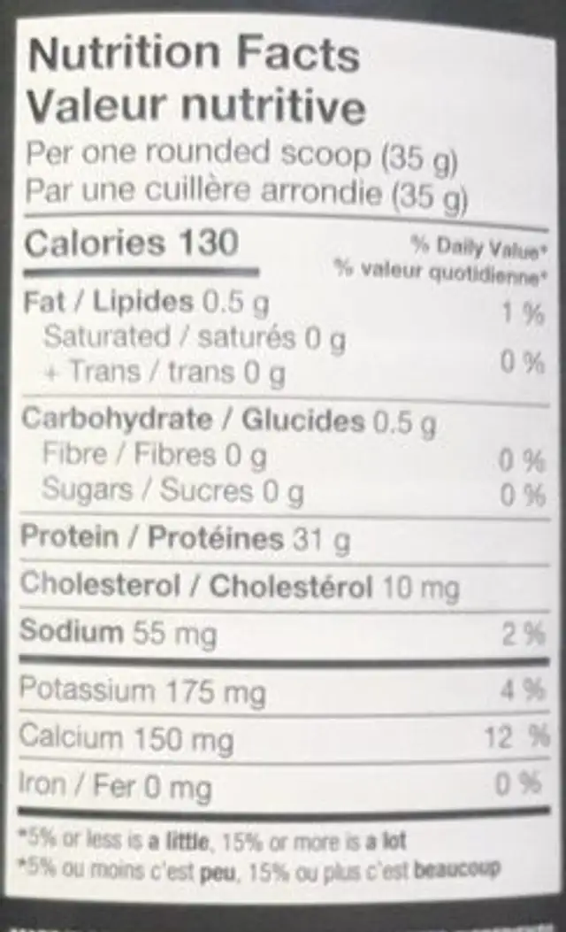 Power whey isolate vanila nutrition facts table