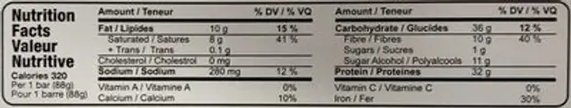 Protein 32 nutrition facts table