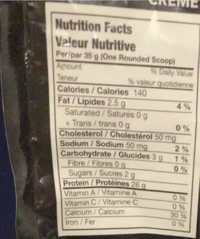 Power whey complex nutrition facts table
