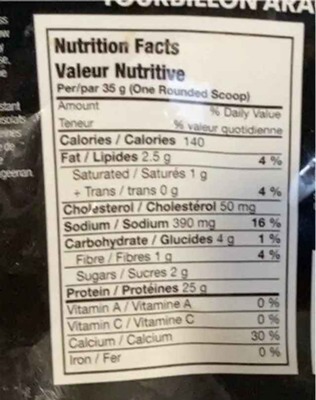 Power whey complex (chocolate peanut butter) nutrition facts table