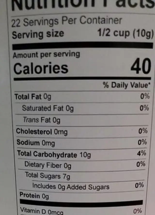 Nutristore freeze dried apples nutrition facts table
