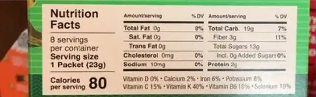 Clean Detox + Cleanse nutrition facts table