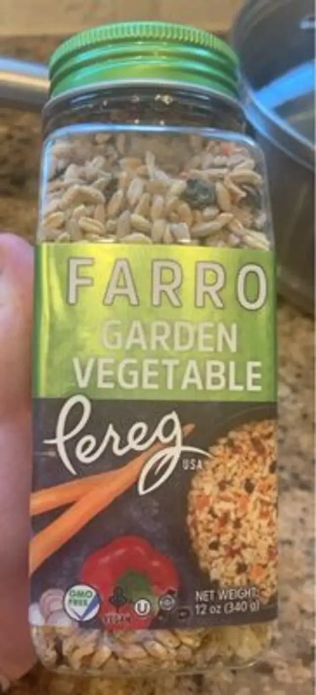 Farro grain with garden vegetables gourmet foods