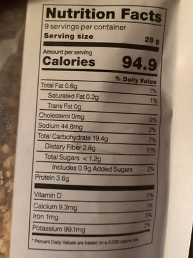 Chapelure nutrition facts table